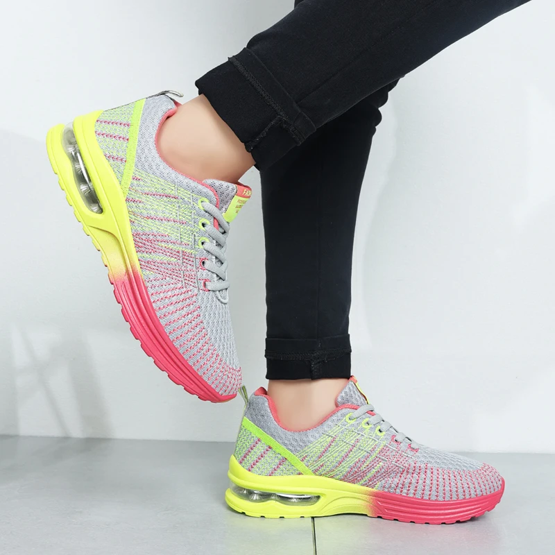 Women Sneakers Sports Tennis Shoes Cushion Running Shoes Lace Up Breathable Leisure Outdoor