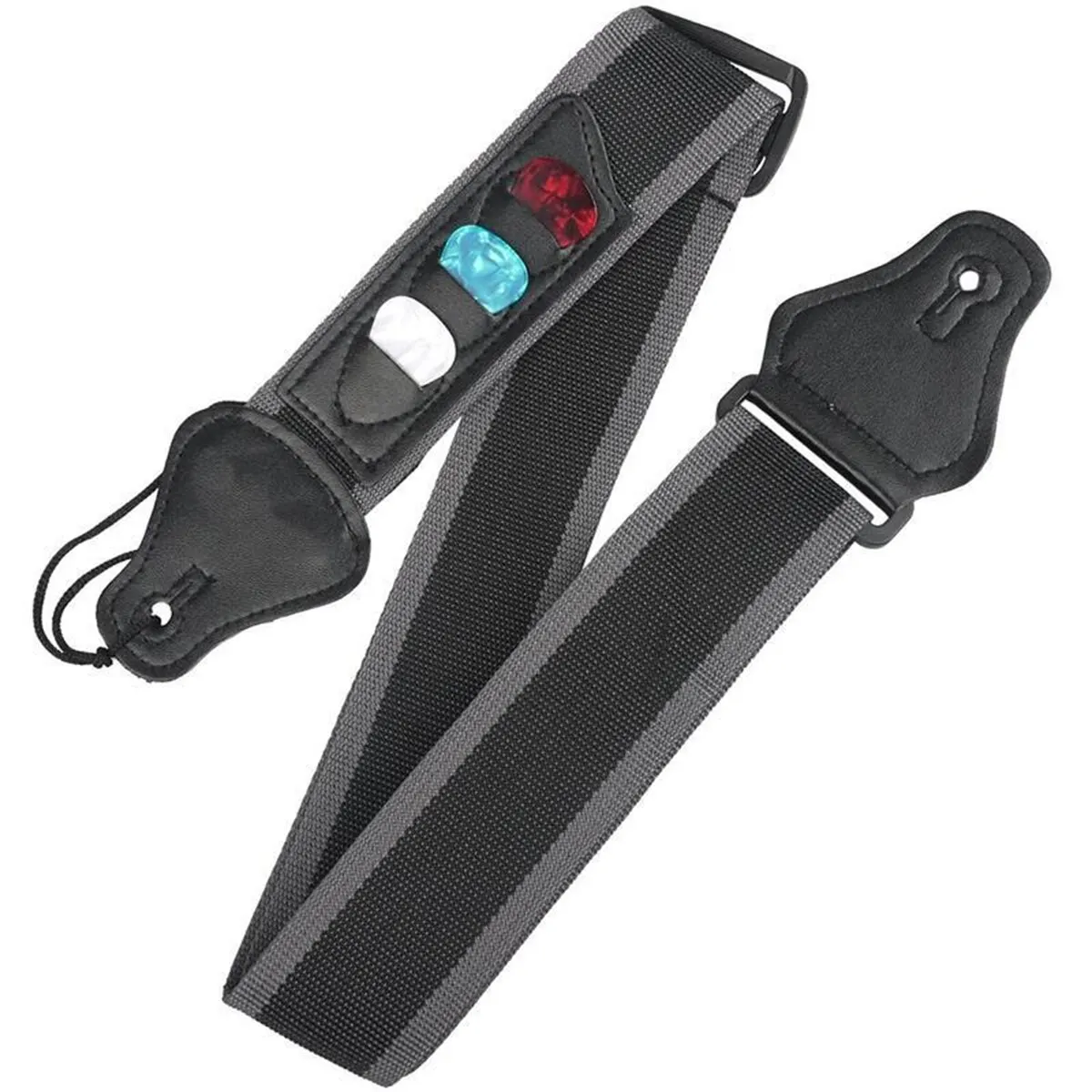 Adjustable Electric Guitar Strap with PU Leather Ends and Pick Holders