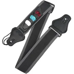 Adjustable Electric Guitar Strap with PU Leather Ends and Pick Holders (1 Pcs)