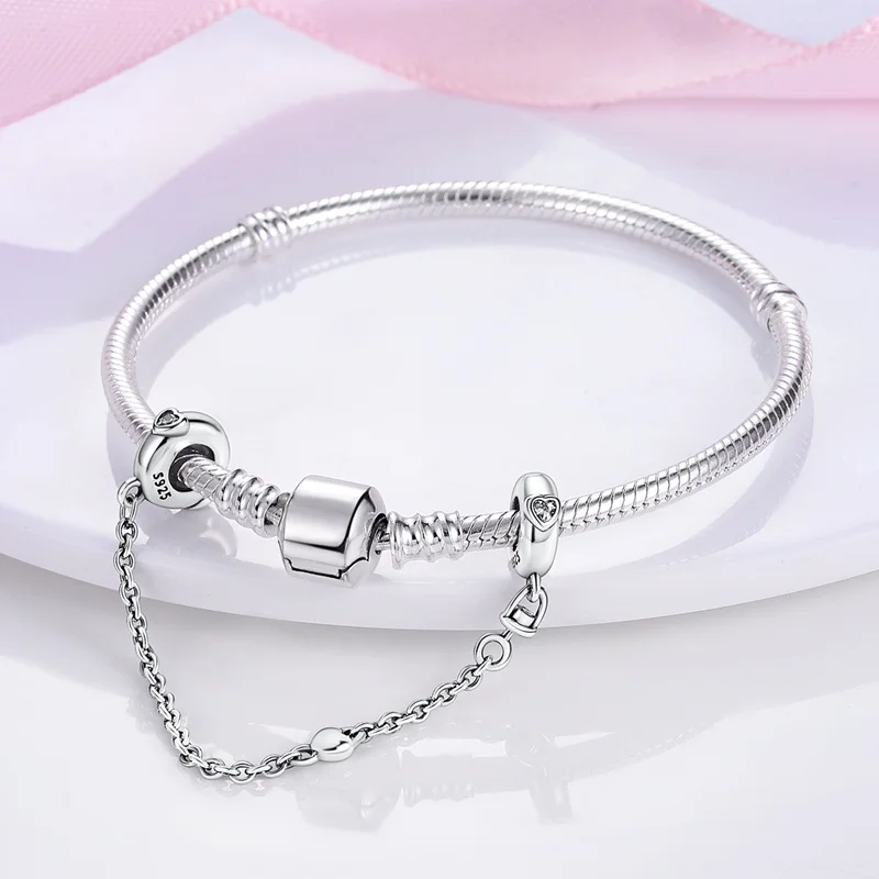 Sicherheitskette aus 925er-Sterlingsilber mit farbigem Zirkon, Abstandsperlen, passend für Pan-Original-Armbänder, DIY-Jubiläum, Geburtstag – Detail 5