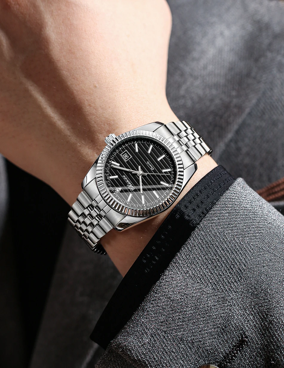 CHENXI 004D Modische Herren-Quarzuhr mit Kalender, Leuchtzeiger, Edelstahlgehäuse, Wasserdicht, Lässige Herren-Armbanduhr, Reloj Hombre – Detail 4