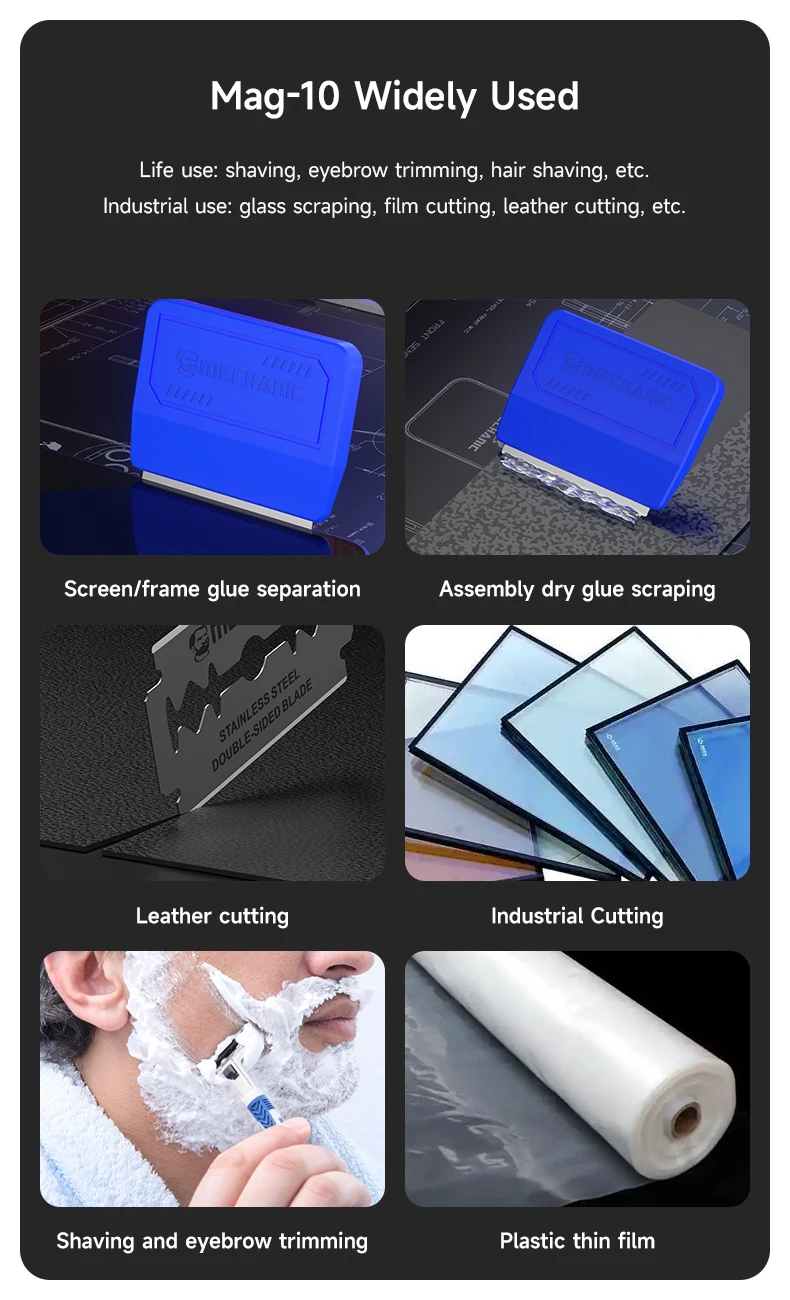 MECHANIC Mag-10 자석 블레이드 홀더 스테인리스 스틸 양면 블레이드 휴대폰 수리 화면 제거 도구 키트
