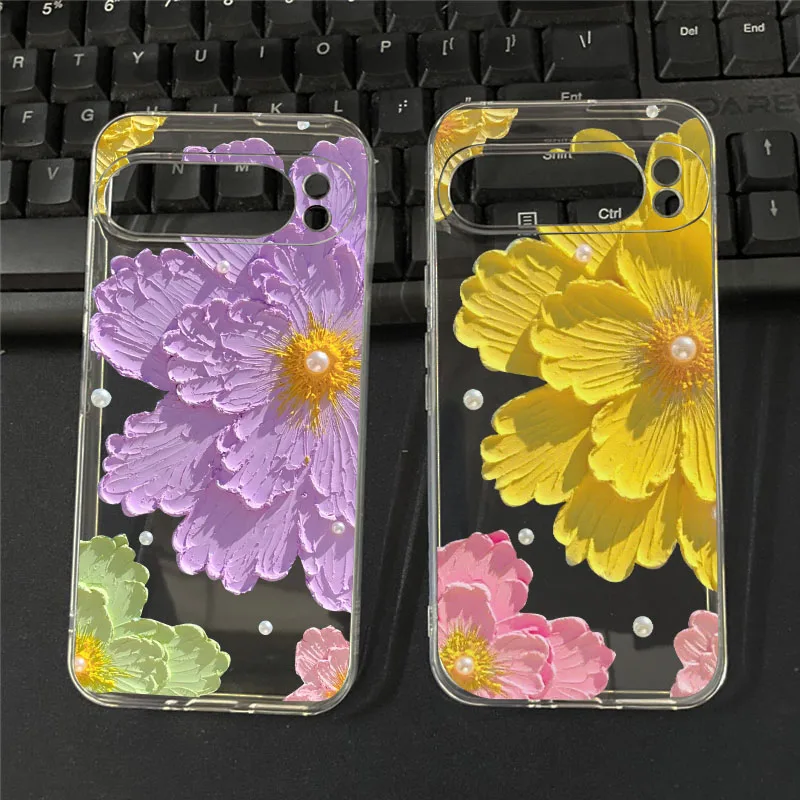 Elegant Floral Oil Painting Design - Transparent Soft Phone Case