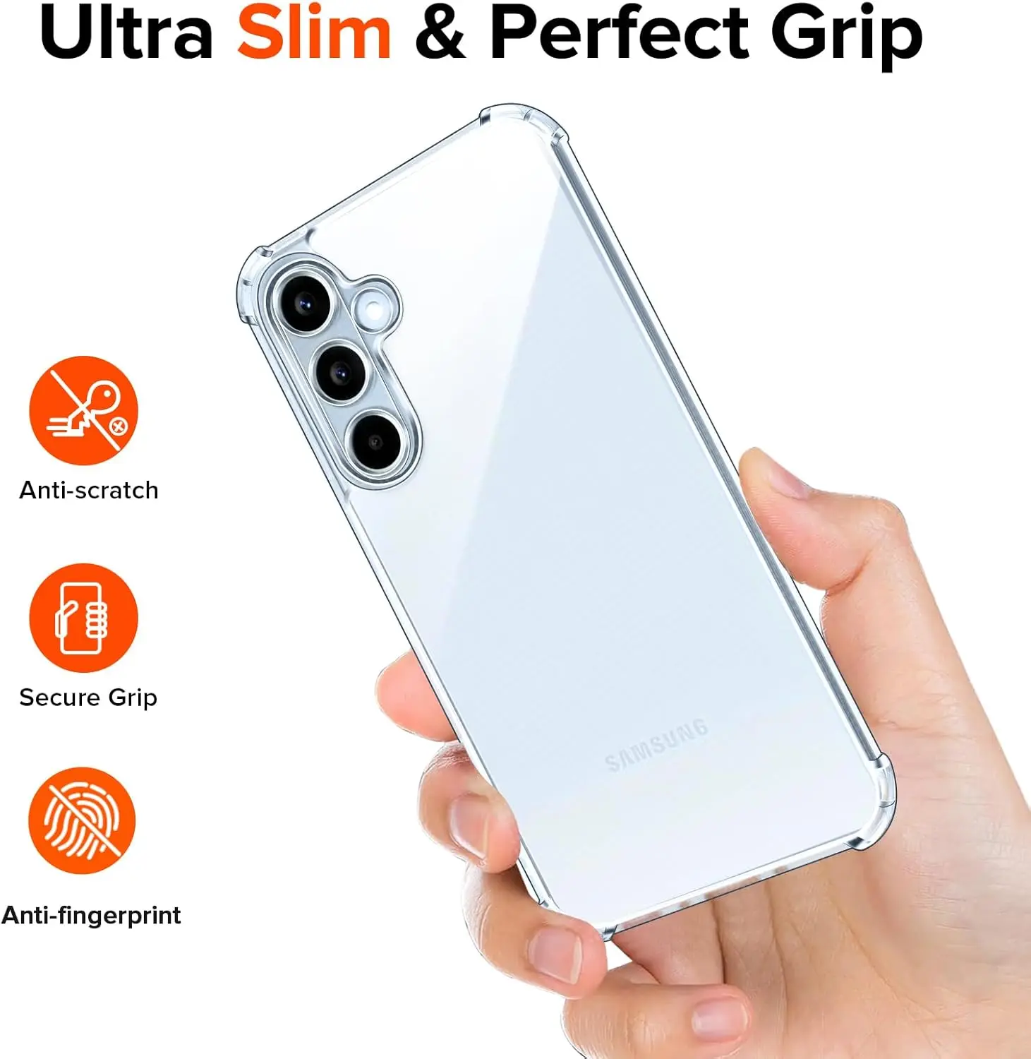 Shockproof Clear TPU Phone Case with Four-Corner Protection