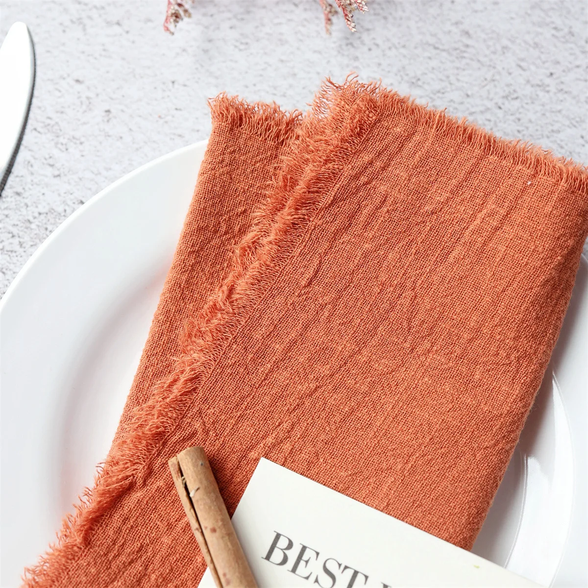 terracotta Gauze Cotton Napkin Reusable Tea Towel Wedding Party Christmas Table Decor Retro Burrs napkin 32x32cm
