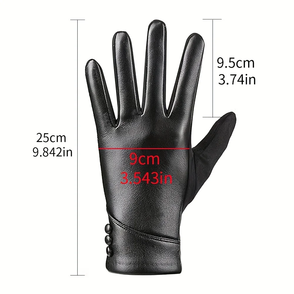 Women Leather Touchscreen Gloves With Soft Fleece Lining-Perfect For Stylish Warmth On Casual Weekends