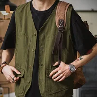 Retro Sleeveless Vest Men's Summer Workwear Jacket Outerwear Layering New Style Direct Supply No Brand Origin China Loose Fit