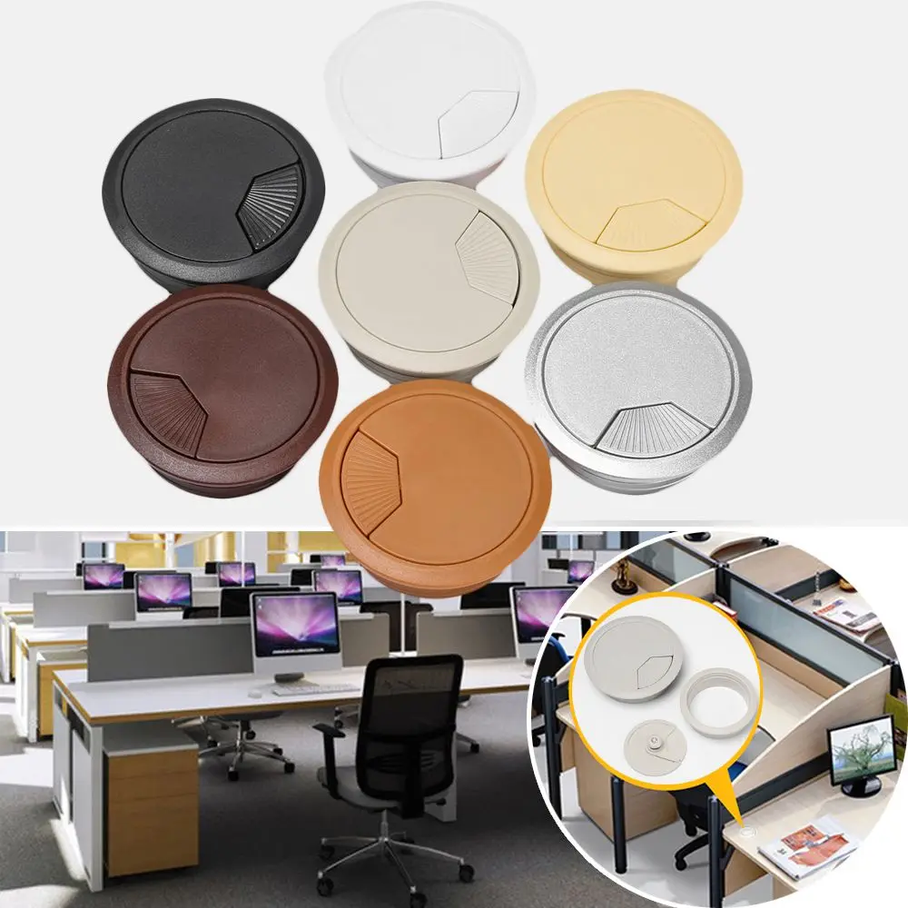 60/80mm Plastic Cable Hole Cover Plastic Computer Grommet Desk Table PC Computer Desk Classic Round Wire Tidy Grommet