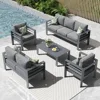 5 Pieces Modern Aluminum Patio Furniture Set, Outdoor Metal Sectional Sofa with Coffee Table - Stylish & Durable Conversation 1