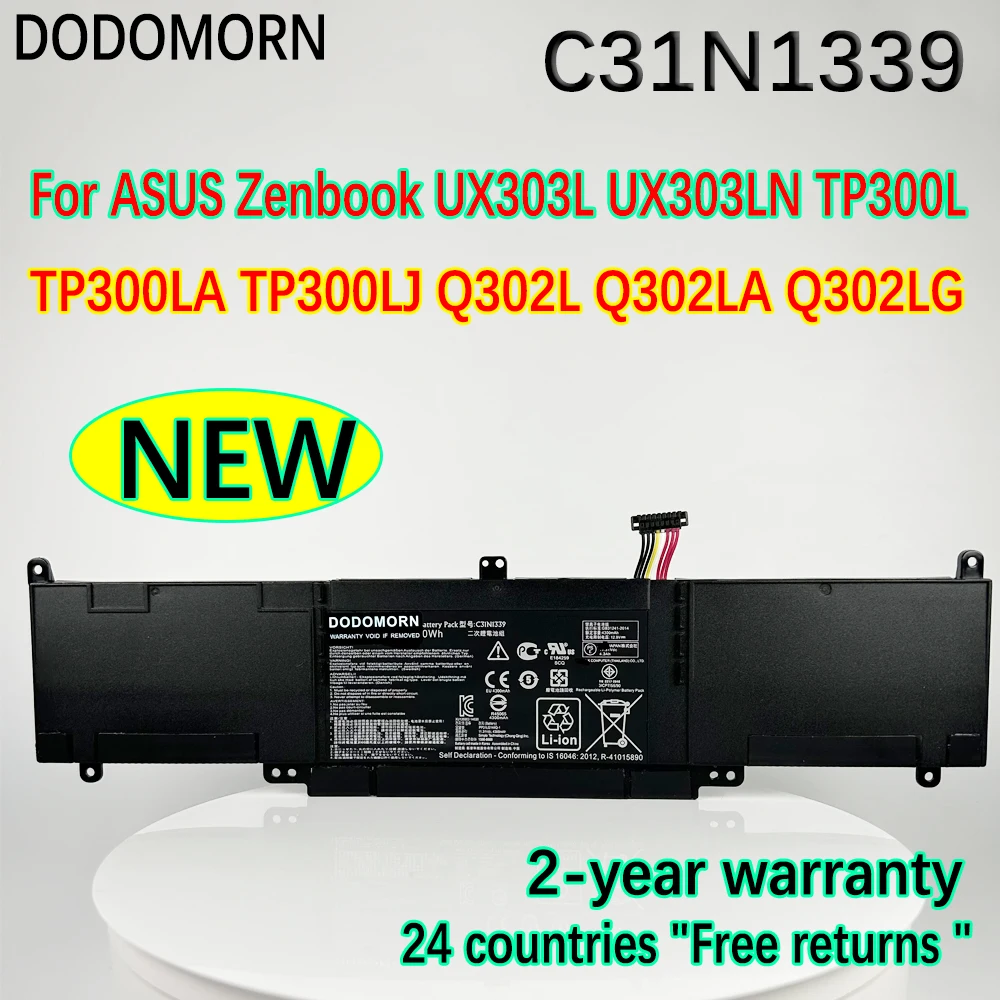 

DODOMORN C31N1339 Аккумулятор для ноутбука ASUS Zenbook UX303L UX303LN TP300L TP300LA TP300LJ Q302L Q302LA Q302LG с номером отслеживания