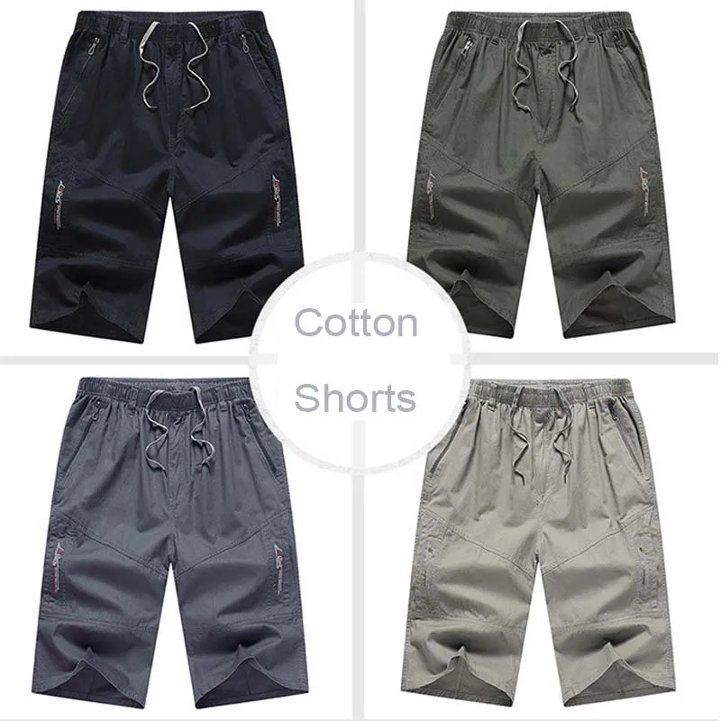 Summer Men's Casual Shorts Cotton Tooling Five-point Pants Elder Adults Loose Outerwear Hiking Fishing Trekking Hombre Bermuda