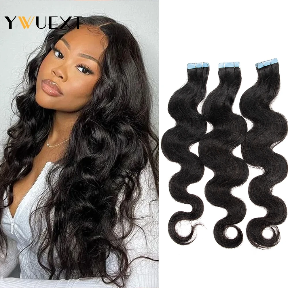 

YWUEXT Body Wave Tape In Human Hair Extensions 12"-26" Remy Hair Skin Weft Adhesive Invisible Brazilian Hair 20pcs/pack
