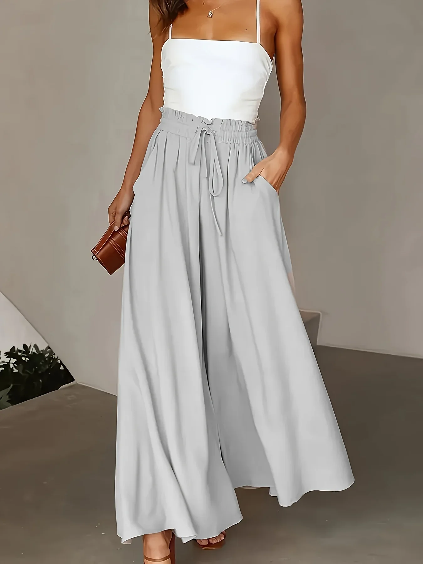 FEOYA Pantalones Palazzo De Pierna Ancha Para Mujer