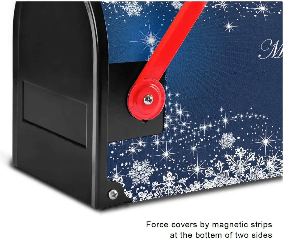 Merry Christmas Tree Magnetic Mailbox Cover, Standard Winter, Snowflake, Snow, Blue, White, Xmas Mail Box Covers, Decals Wrap, P