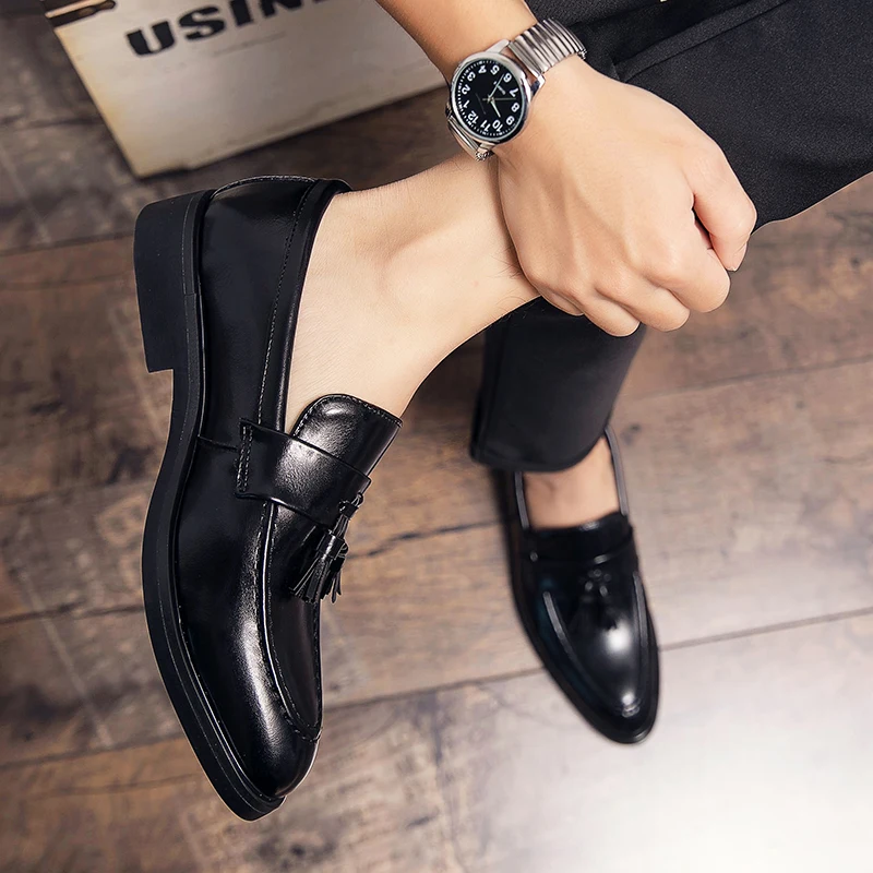 Tassel Loafer Shoes Men Slip on Driving Moccasins Mens Comfortable Leather Shoes for Men pointed Toe Fashion Man Casual Shoes 5