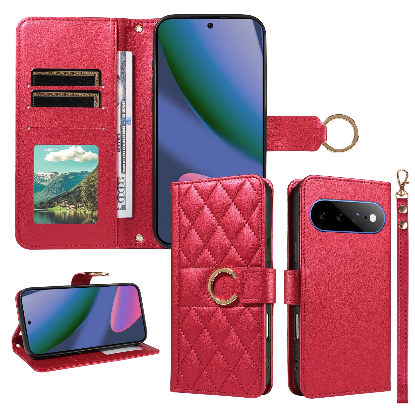 Premium Flip Cover Faux Leather Protective Case with Card Slot and Anti-Fall Design