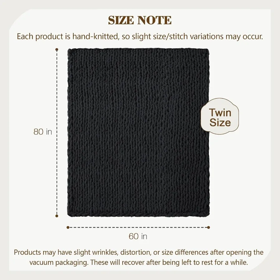 Chunky Knit Throw Blanket 60 X 80 Twin Size 100 Hand Made Large Chenille Loop Yarn Soft Fluffy Throws for Couch Sofa Bed Big Cr