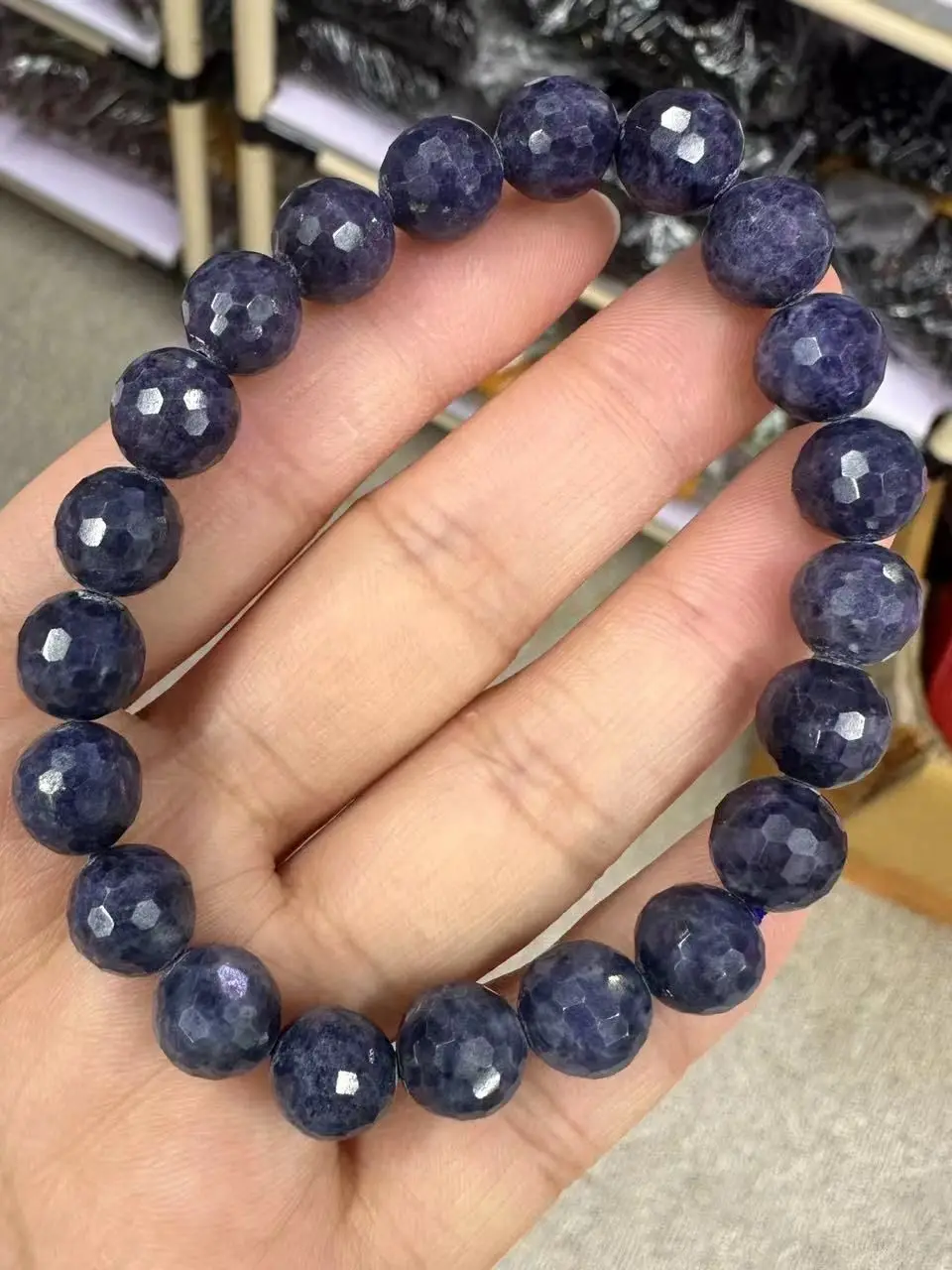 AAA Quality Natural Cutting Sapphire Stone Bead Bracelet Natural Stone Bracelet Senior Jewelry Female for Gift Wholesale!8.6-9mm