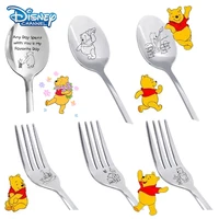 Disney Winnie the Pooh Metal Stainless Steel Spoons Forks Kitchen Accessories Coffe Spoon Fruit Fork Cake Spoon Food Picks Bento