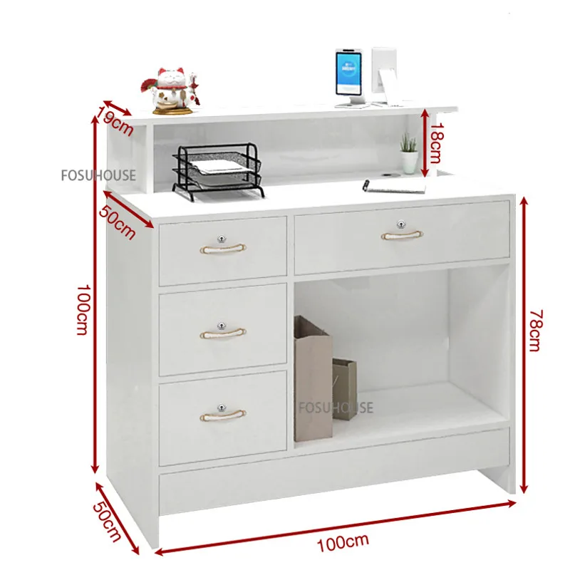 Modern Reception Desk Designer Office Furniture Simple Cashier Bar Clothing Store Wood-based Panel Front Desk Checkout Counter