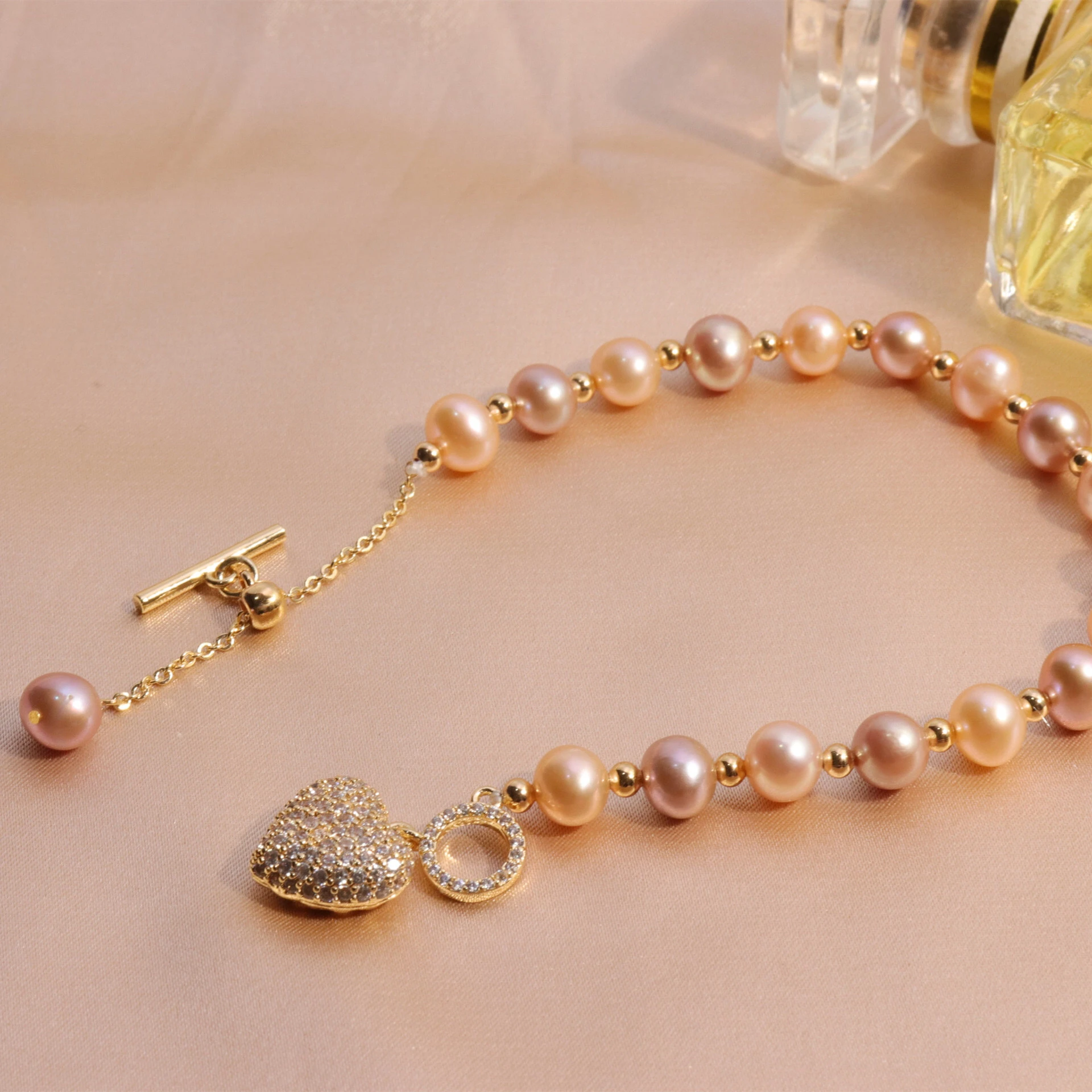 

Heart Beautiful 7-8mm Real Natural Freshwater Pearl Bracelet Bangle Jewelry Wedding Party Gift for Women Girls 10pcs/lot