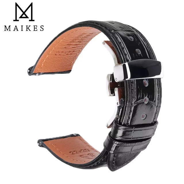 Leather Watch Accessories  Butterfly Watche Strap - Genuine Leather  Watchband 18mm - Aliexpress