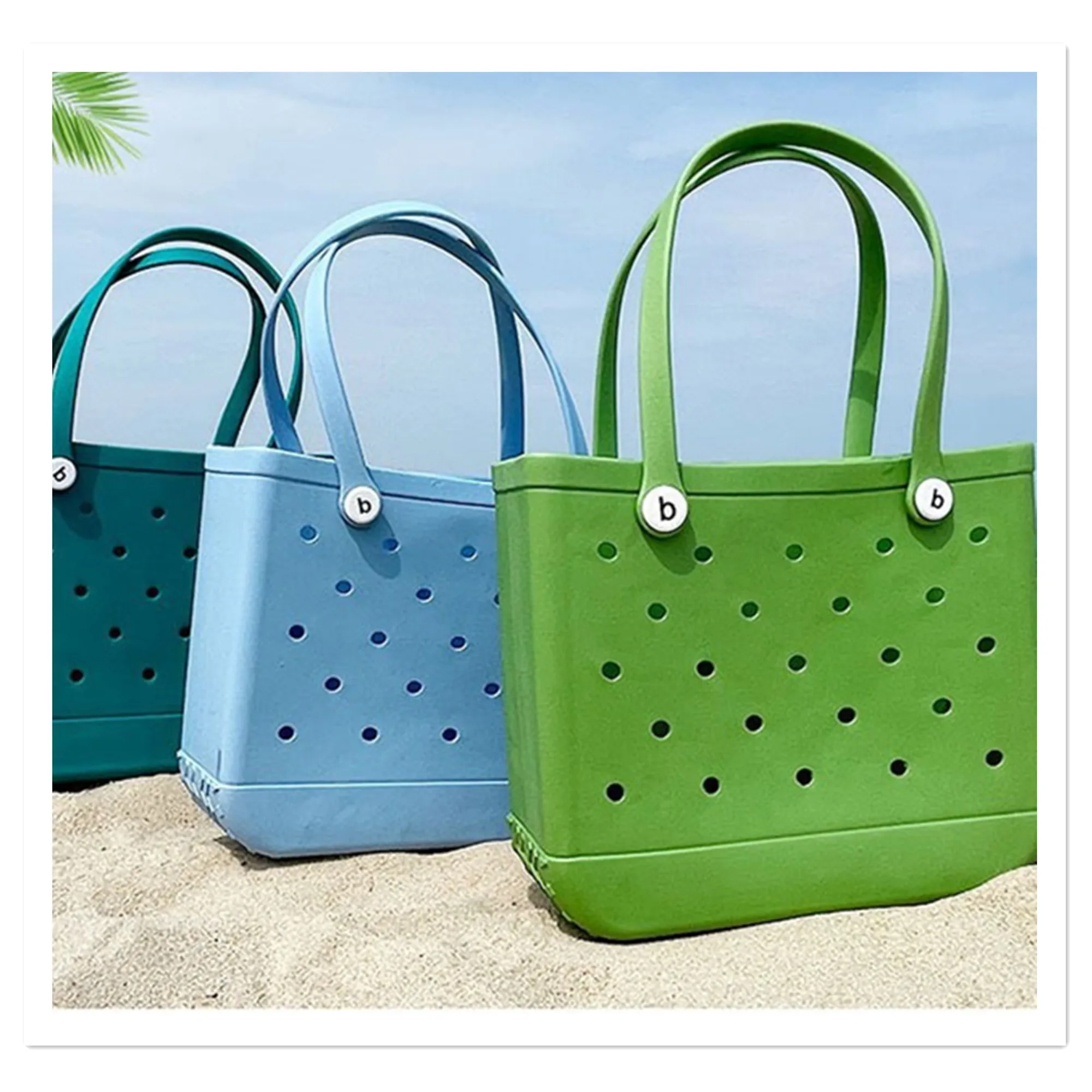 

EVA Injection Molding Beach Bag EVA Basket Hole Bag Popular Beach Handheld Beach Basket Wholesale and Spot in Europe and America