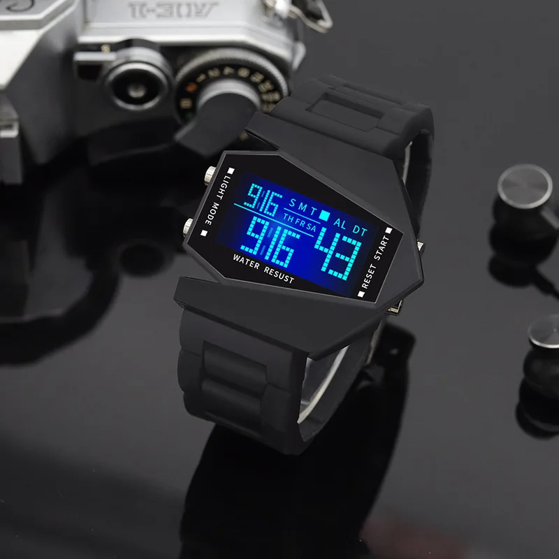 YIKAZE Creative Digital Watches for Kids Luminous Wateproof Silicone Strap Sports Watch Multifunction Alarm Clock Sports Watch 4
