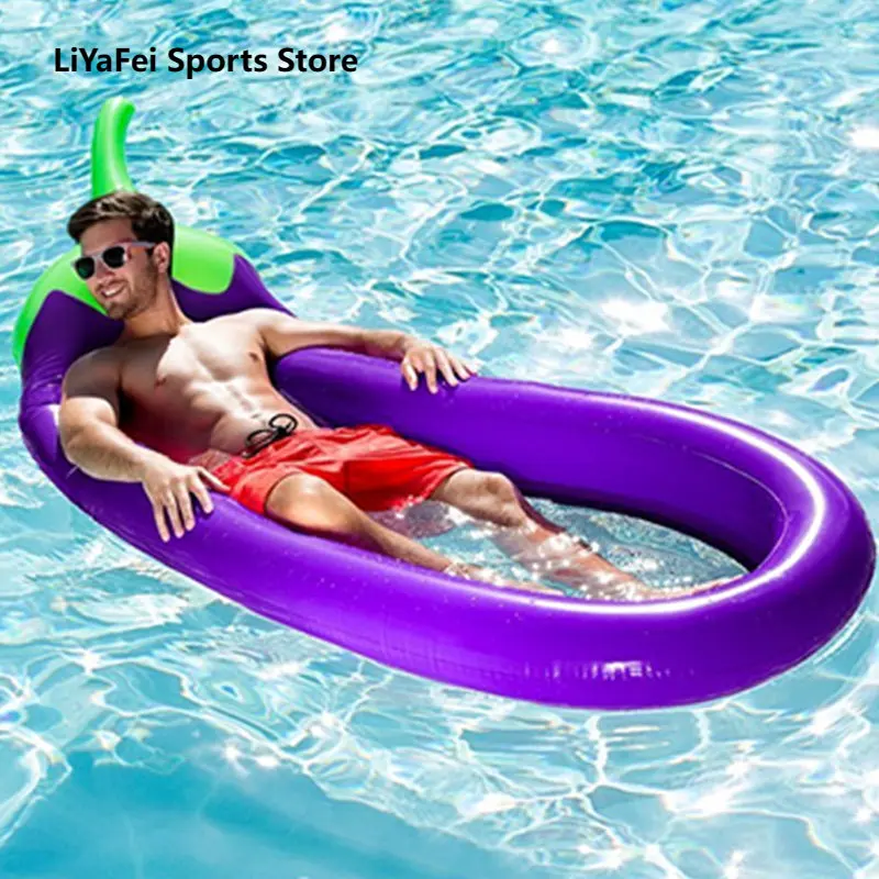 

Inflatable Eggplant Floating Row Adults Women Water Air Mattress Bed Swimming Party Pool Floaties Lounge Chair Summer Lounge Bed