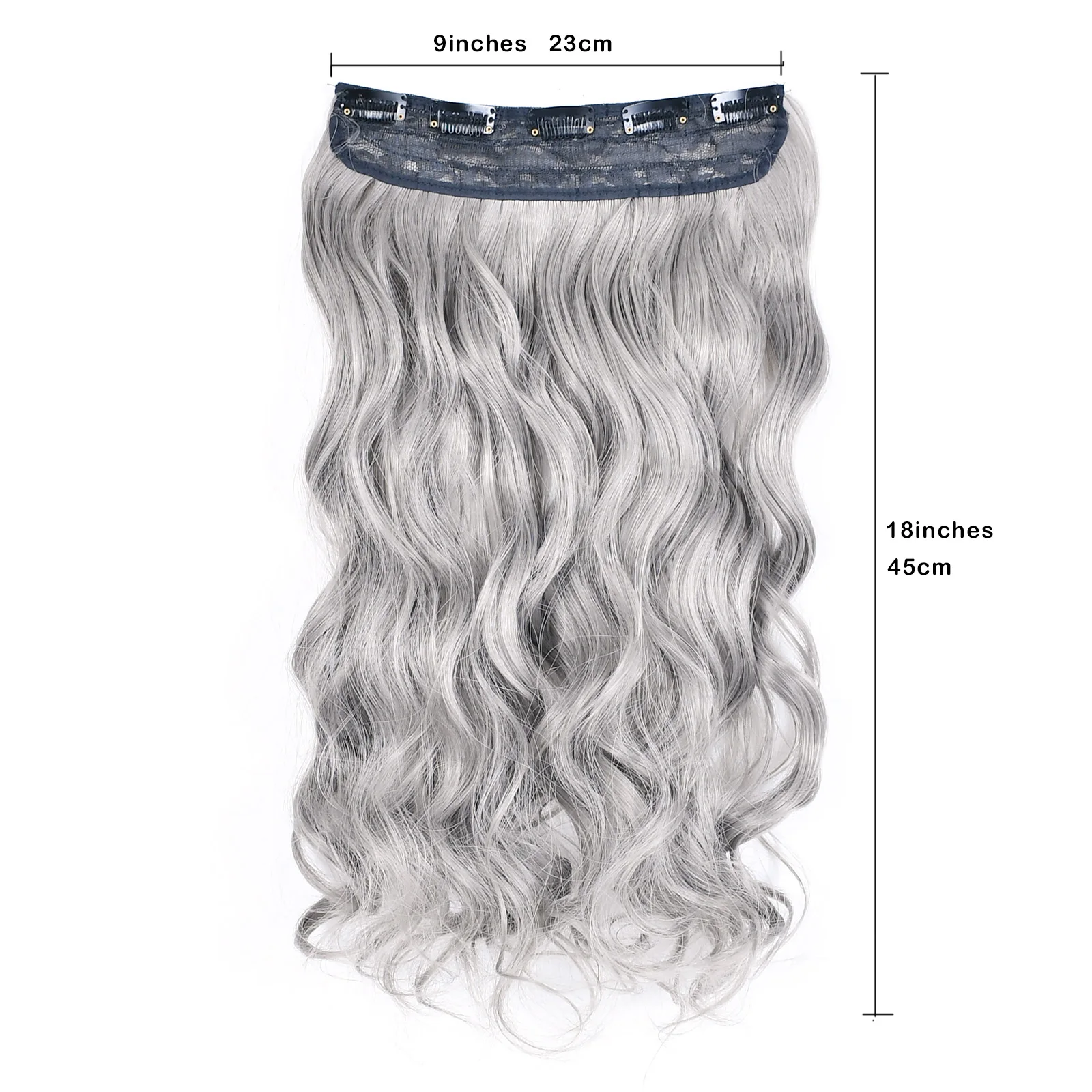 Extension per capelli sintetici con clip di colore grigio, con 5 clip, capelli lunghi e lisci, per donne e ragazze_voghion.com
