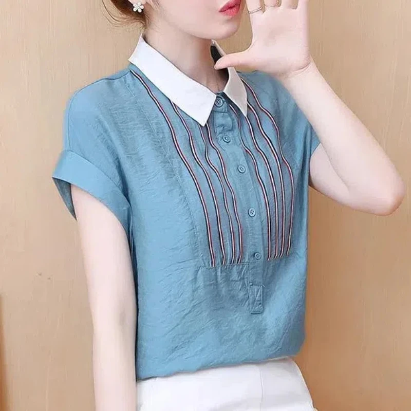 Женская летняя рубашка с длинными рукавами