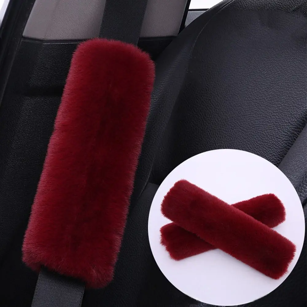 2pcs Universal Car Seat Belt Cover Adjustable Plush Car Safety Belt Cover Shoulder Pad for Kids Adults Car Interior Accessories