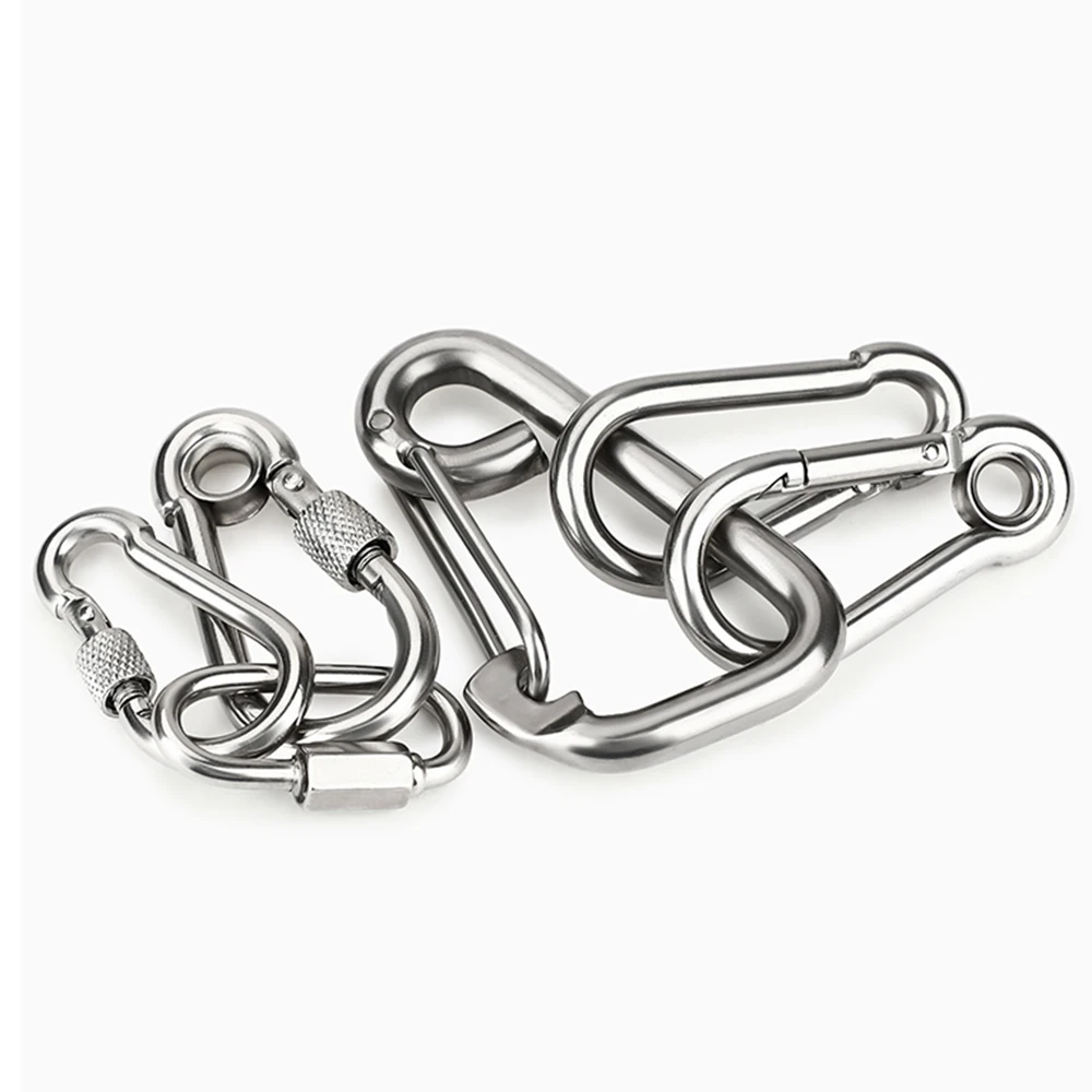 1-10Pcs M4 M5 M6 M8 M10 M12 M14 Galvanized Spring Snap Carabiner Quick Link Lock Ring Hook snap shackle Chain Fastener Hook