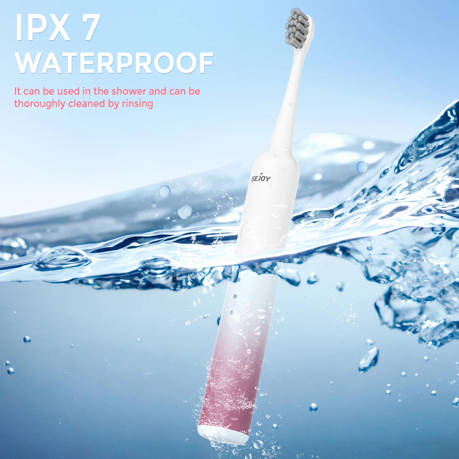 SEJOY Fade Color Oral Cleaning Personal Sonic Electric Toothbrush Care Appliances IPX7 6 Modes Smart Rechargeable Automatic 6