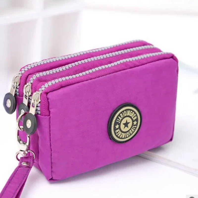 New Fashion Big Capacity Women Wallet Make-up Bag Coin Purse Mini Bag with Three Zipped Portable Women Wallets Phone Pouch 4