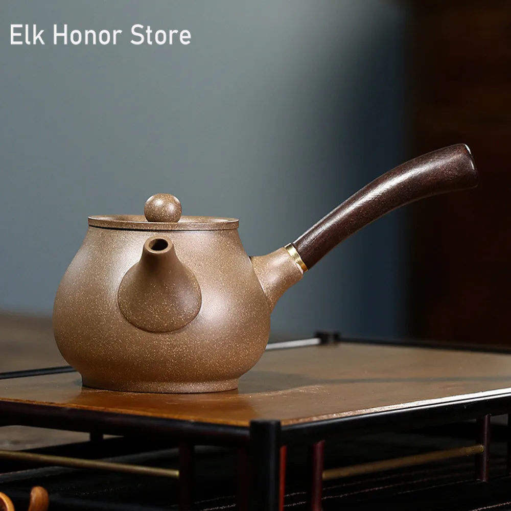 

230ml Chinese Yixing Authentic Side Handle Tea Pot Handmade Purple Clay Teapot Raw Ore Graphite Duan Mud Kettle Customized Gifts