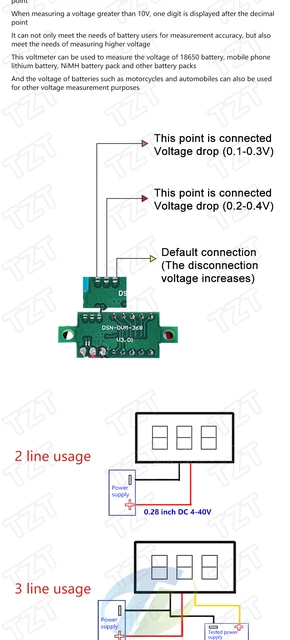 Voltmetro Digitale Mini YIXISI - 5 Pezzi, 0-100V DC, Display LED 0.28", Protezione Inversione Polarit&agrave;