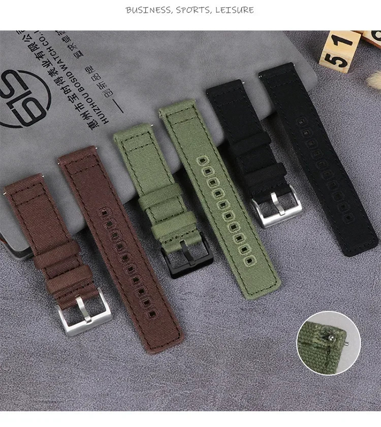 Braided Canvas Quick Release Watch Strap - Multiple Sizes Available