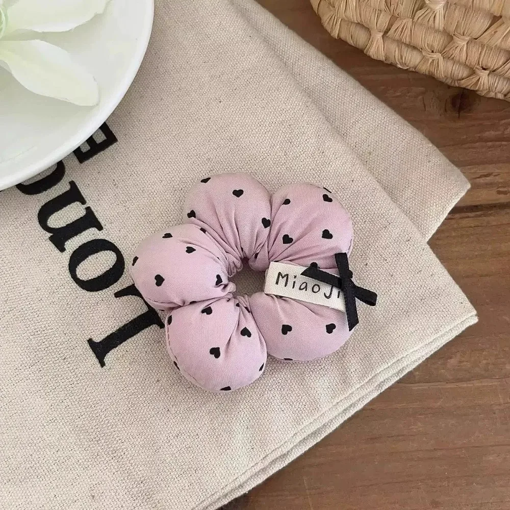 Charming Floral Hair Scrunchies with Heart Design