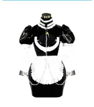 

Sexy Sissy Maid Black PVC Dress Uniform Lockable Role Play Clothing Customizable