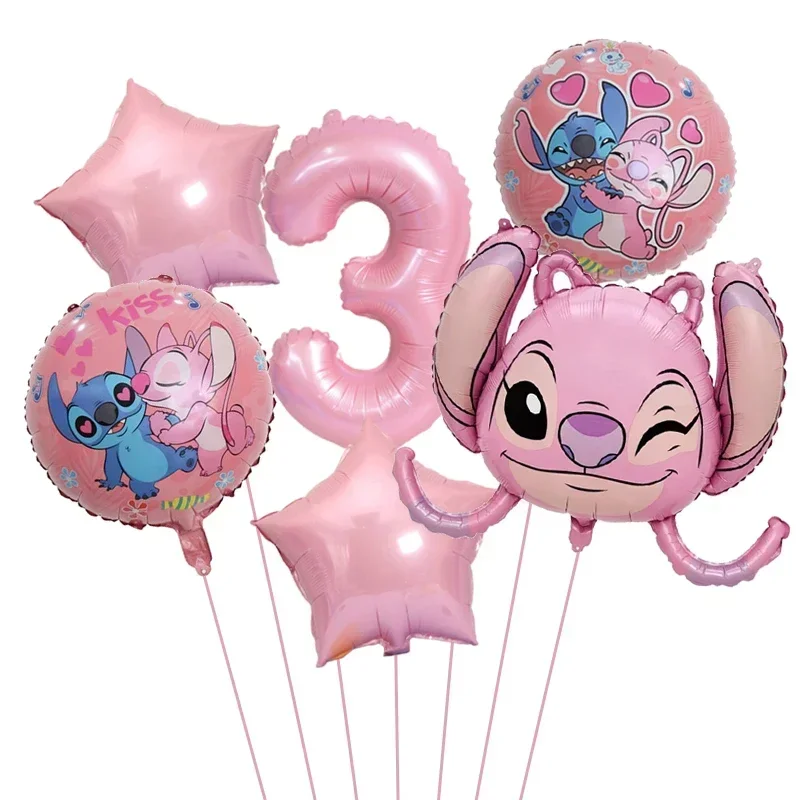 Party Balloons 1 Set Disney Lilo&Stitch Theme Party Balloon Cute Stitch Aluminum Foil Balloon Set For Boys and Girls Birthday Decoration Toys