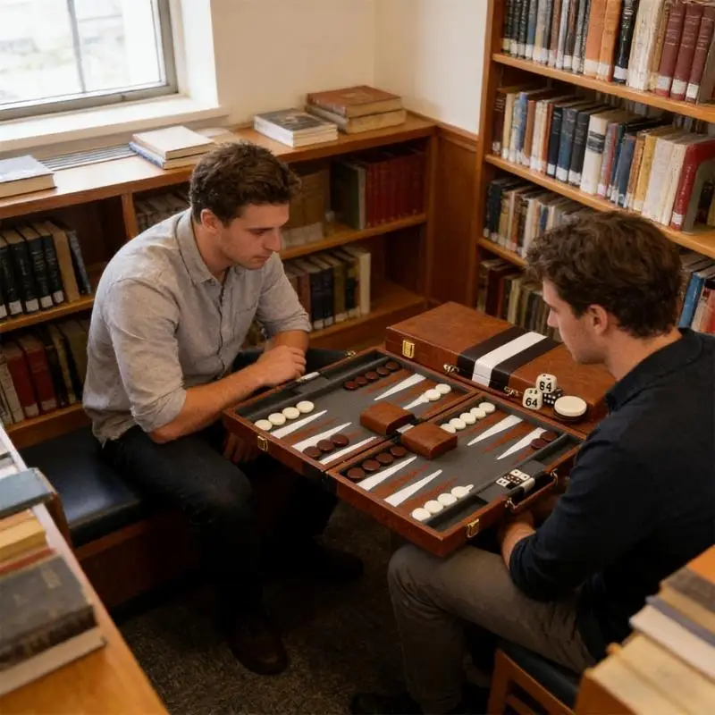 Gioco da tavolo Backgammon dal design compatto, facile da trasportare a casa o in viaggio - immagine 2