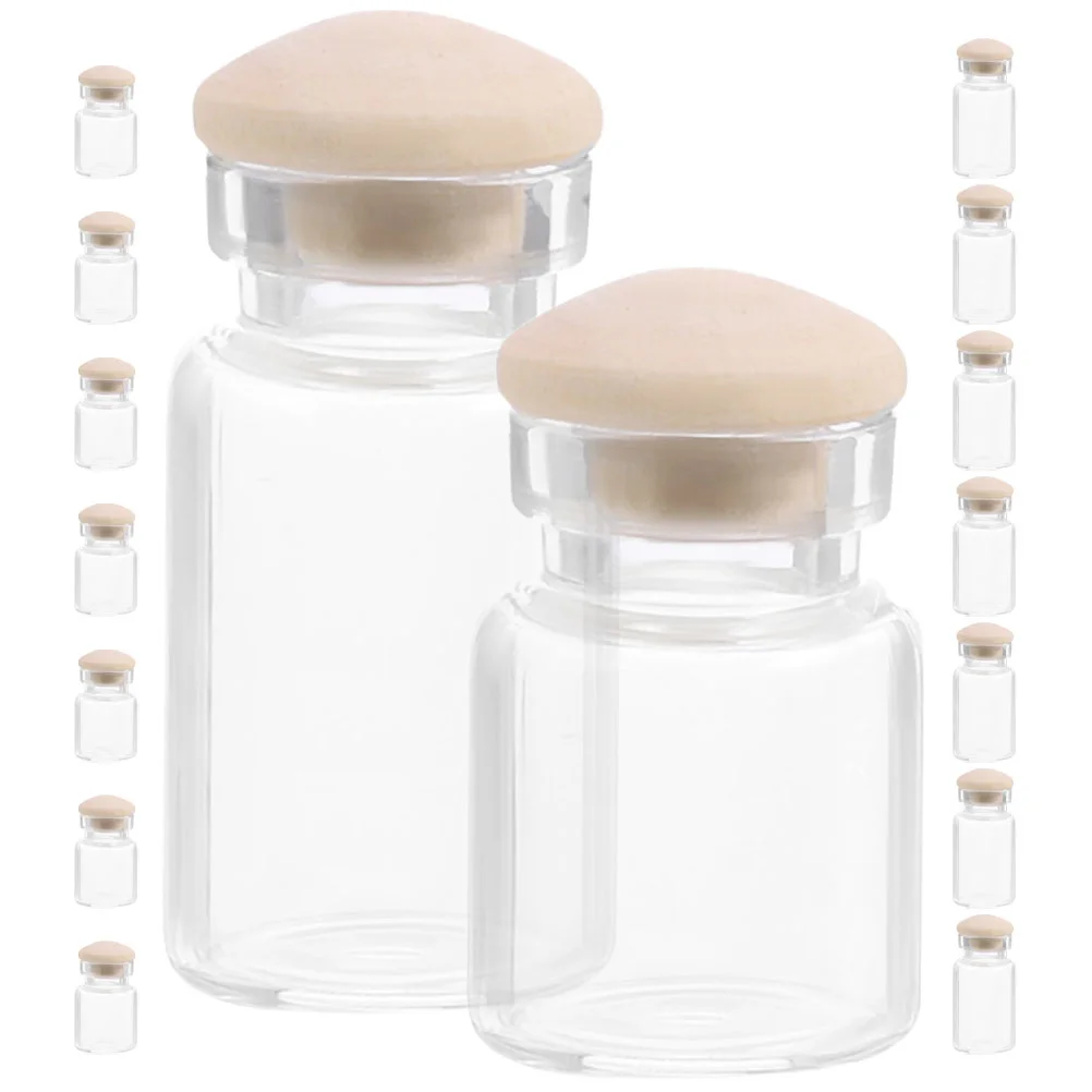

16 Pcs Decorations Dollhouse Candy with Lids Wood Mini Glass Candy Jars With Lids Ornament