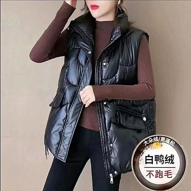 

Autumn Winter New White Duck Down Vest Women's Short Fashion Loose Vest Women's Down Jacket Clothing