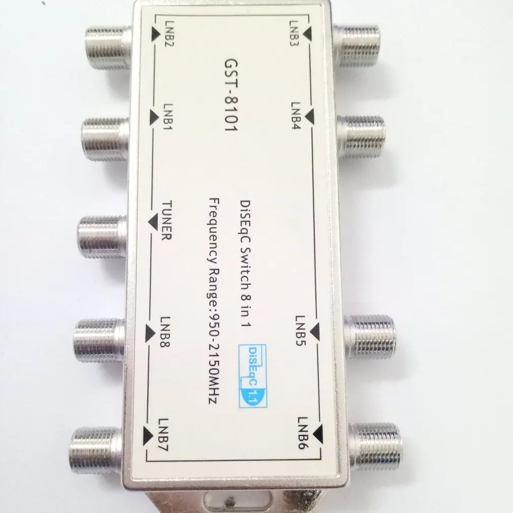 2021 New DS81 8 In 1 Satellite Signal DiSEqC Switch LNB Receiver Multiswitch Heavy Duty Zinc Die-cast Chrome Treated