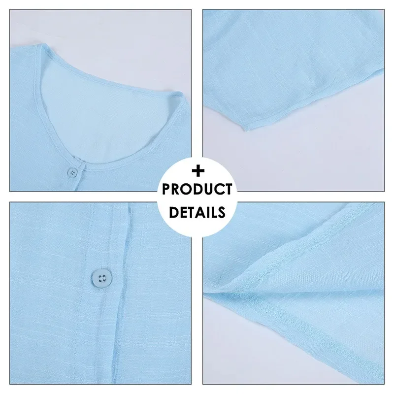 Hot Sexy Beach Swimsuit Cover-Ups Women Blouse Beach Shirt Cotton Linen Long Blouse Fashion Casual Solid Color Dress