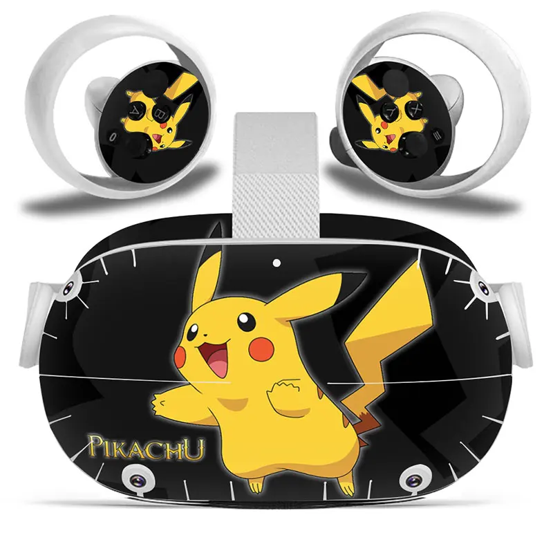 Pokemon Pikachu Mario Vinyl Skin Sticker for Oculus Quest 2 VR Skin Sticker Headset Virtual Reality Decals Protective PVC