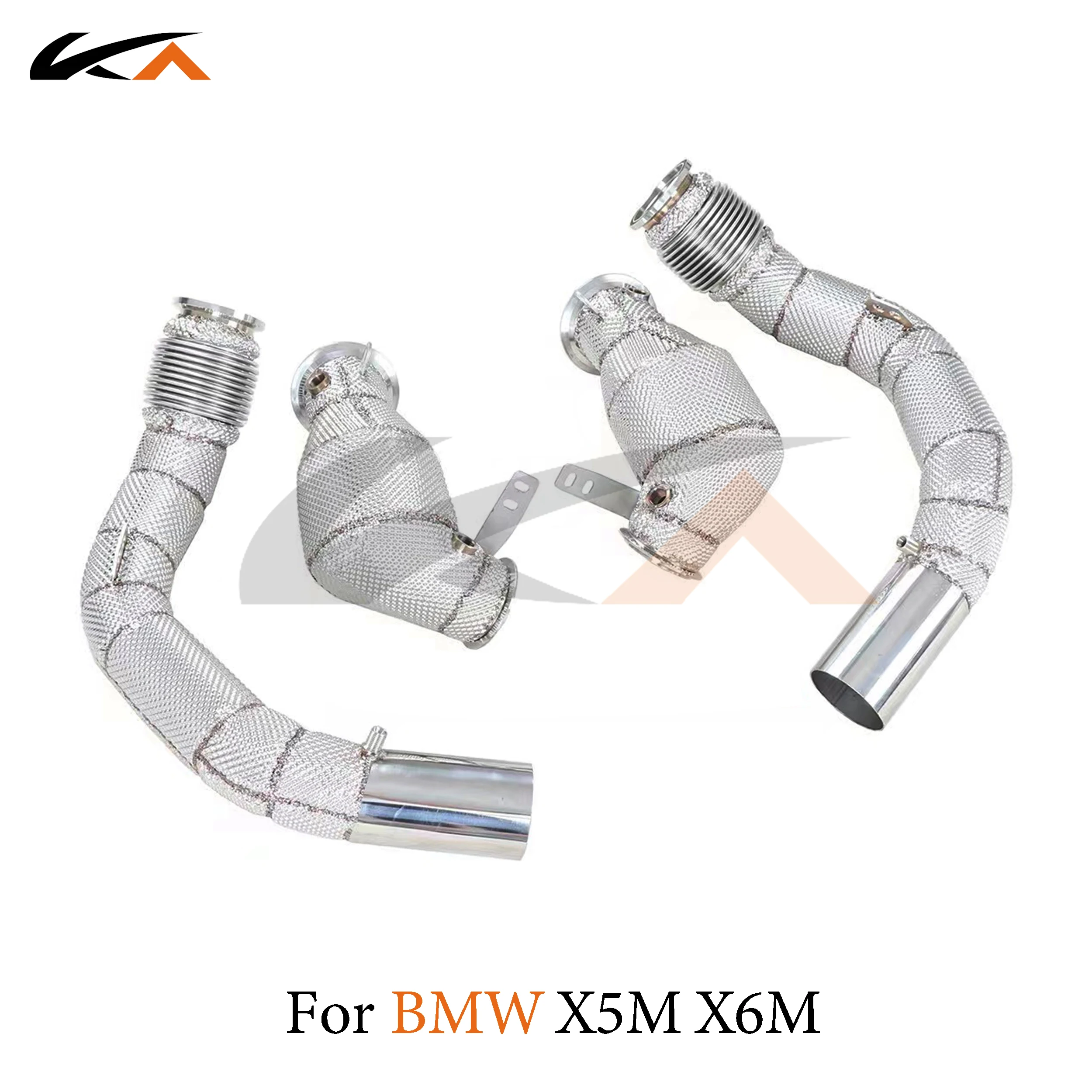 KA 튜닝 다운파이프 배기 스테인레스 스틸 헤더, BMW X5M X6M F85 F86 4.4T 퍼포먼스, 자동차 부품 열 차폐 촉매