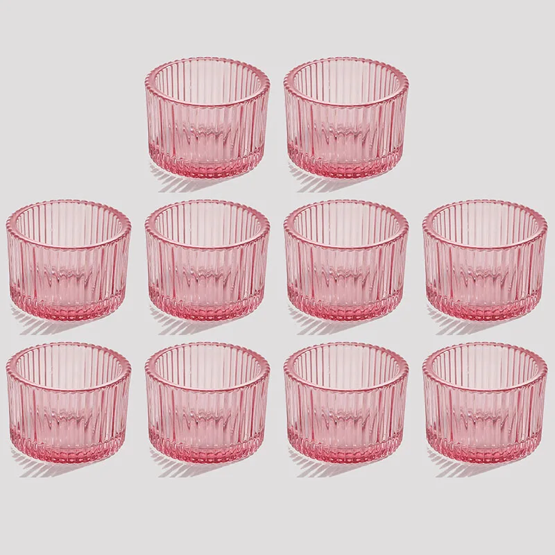 Glass Small Tea Light Candle Holder 10 Pack Table Decor Home Decor Church Housewarming Gifts Candle Pillar Holder Pink