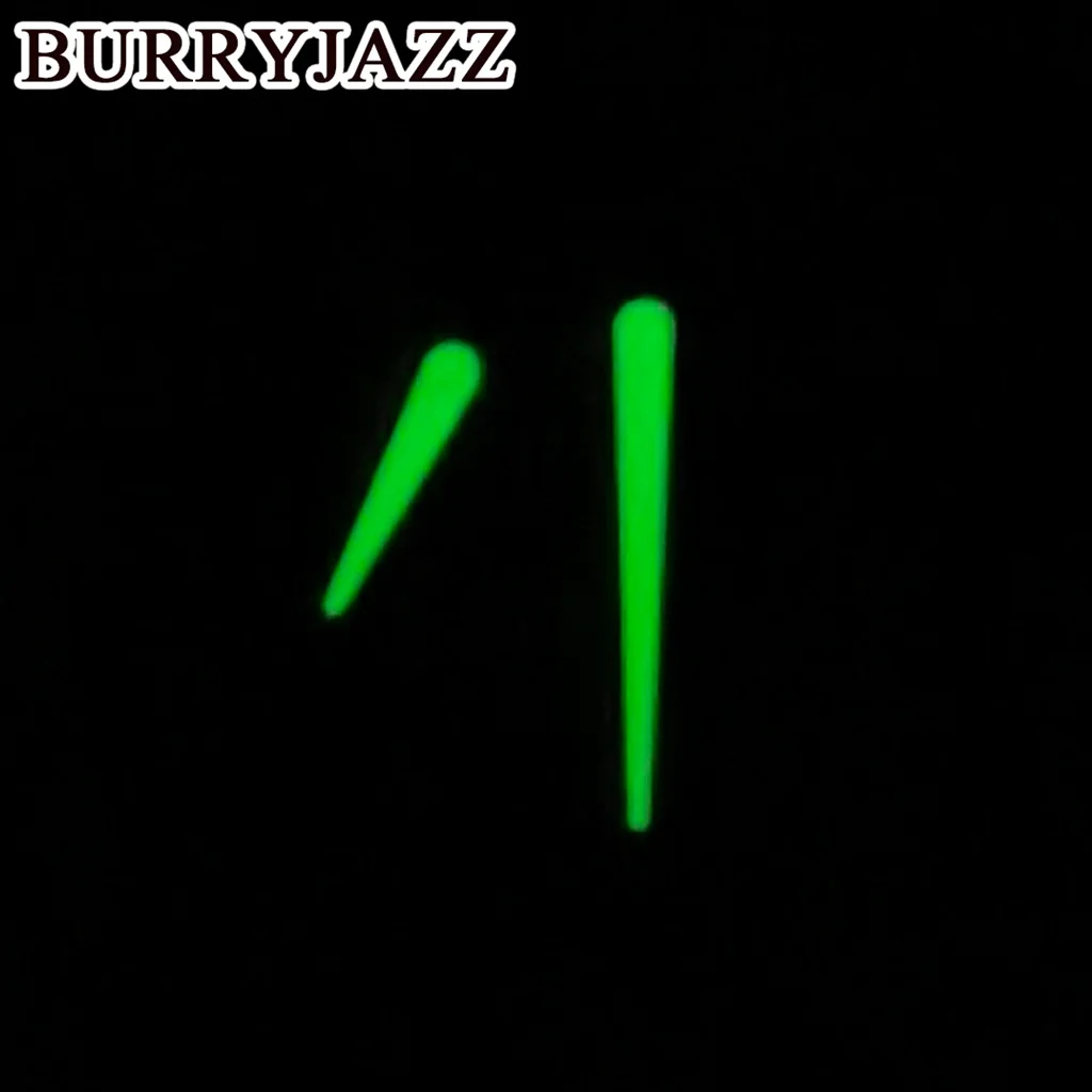 Enhanced Watch Hands Set with Black, Silver, Gold, and Rose Finishes - Green Luminous Nautilus Needles